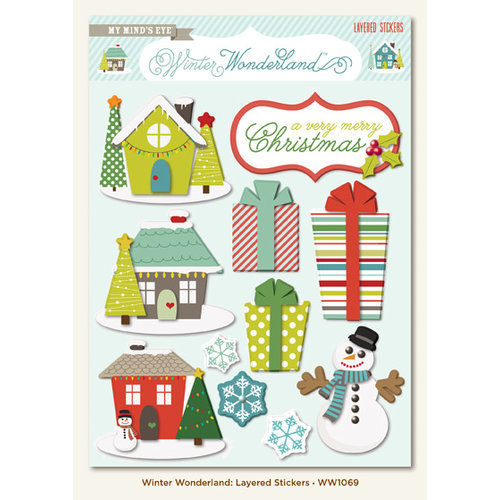 My Mind's Eye - Winter Wonderland Collection - Christmas - 3 Dimensional Stickers with Gem Accents