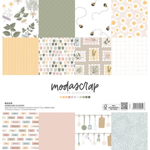 ModaScrap - 12 X 12 Paper Pack - Herbs And Flowers