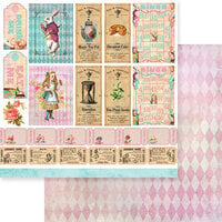 Memory Place - Alice's Tea Party Collection - 12 x 12 Double Sided Paper - Party Tickets