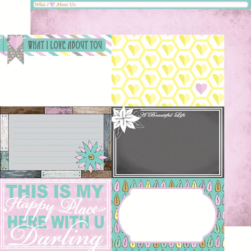 Monte Paper Mill - Hello Darling - 12 x 12 Double Sided Paper - Large Cut Em Ups