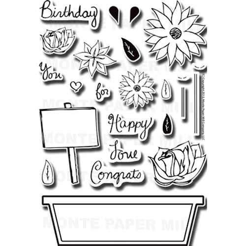 Monte Paper Mill - Hello Darling - Clear Acrylic Stamps - Window Box Greetings