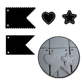 Maya Road - Chipboard Collection - Chipboard Mini Set - Mixed Scallop Pennant Banner, CLEARANCE