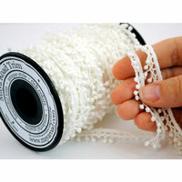 Maya Road - Trim Collection - Vintage Crochet Trim - Baby Pom Pom - White - 25 Yards