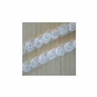 Maya Road - Trim - Mini Organza Roses - White - 30 Yards