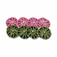 Maya Road - Trinket Blossoms Collection - Velvet Pleated Blossoms - Green and Pink, CLEARANCE