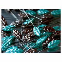 Maya Road - Trinket Pins Collection - Brown and Turquoise Leaf