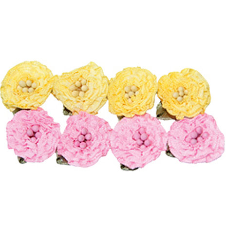 Maya Road - Trinket Blossoms Collection - Ruffle Flowers - Yellow and Pink, CLEARANCE