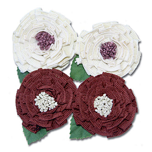 Maya Road - Trinket Blossoms Collection - Medallion Flowers - Cream and Brown, CLEARANCE