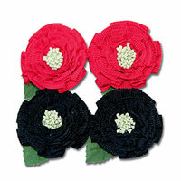Maya Road - Trinket Blossoms Collection - Medallion Flowers - Red and Black, CLEARANCE