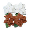Maya Road - Trinket Blossoms Collection - Felt Pearl Flowers - Off-White and Brown, CLEARANCE