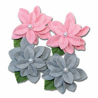 Maya Road - Trinket Blossoms Collection - Felt Pearl Flowers - Pink and Grey, CLEARANCE