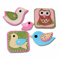 Maya Road - Trinket Badges Collection - Self Adhesive Stitched Felt Pieces with Gem Accents - Birds Of A Feather, CLEARANCE