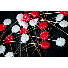 Maya Road - Trinket Pins Collection - Flowers - Red and White Pearl, CLEARANCE