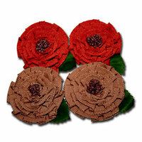 Maya Road - Trinket Blossoms Collection - Medallion Flowers - Rust and Light Brown, CLEARANCE