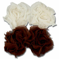 Maya Road - Trinket Blossoms Collection - Organza Roses - Cream and Brown