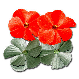 Maya Road - Trinket Blossoms Collection - Velvet Jewel Flower - Orange And Green