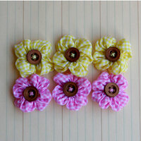 Maya Road - Trinket Blossoms Collection - Country Gingham Posies - Yellow and Pink