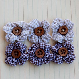 Maya Road - Trinket Blossoms Collection - Country Gingham Posies - Brown and Beige, CLEARANCE