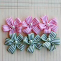 Maya Road - Trinket Blossoms Collection - Candy Stripes Blossoms - Pink and Green, CLEARANCE