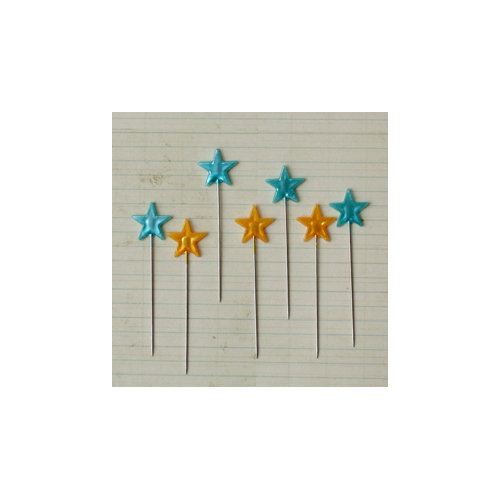 Maya Road - Vintage Trinket Pins - Stars - Yellow and Turquoise