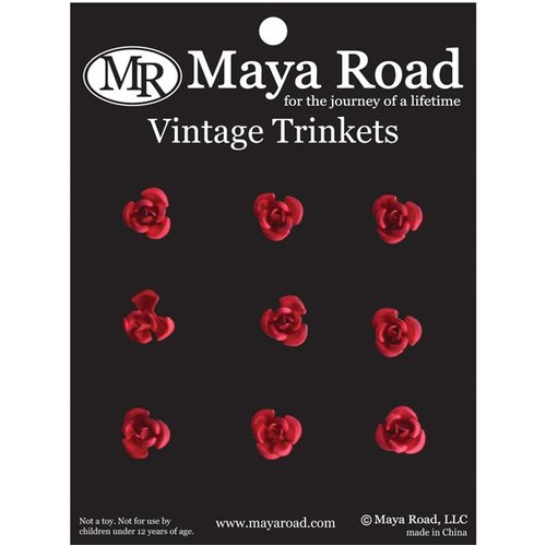 Maya Road - Mini Antique Metal Roses - Cherry