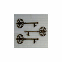 Maya Road - Vintage Findings - Metal Embellishments - Antique Music Box Key
