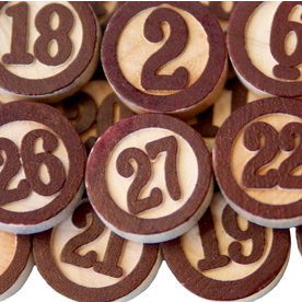 Maya Road - Wood Pieces - Bingo Calendar Numbers - Brown, CLEARANCE