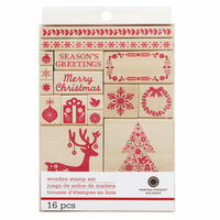 Martha Stewart Crafts - Christmas - Wood Mounted Stamp Set - Scandinavian