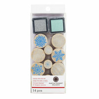 Martha Stewart Crafts - Christmas - Wood Mounted Stamp and Ink Set - Snowflakes
