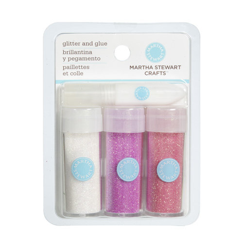Martha Stewart Crafts - Iridescent Glitter Embellishment Variety - 3 Piece Set with Glue - Pink