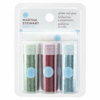 Martha Stewart Crafts - Fine Glitter Embellishment Variety - 3 Piece Set with Glue - Brights