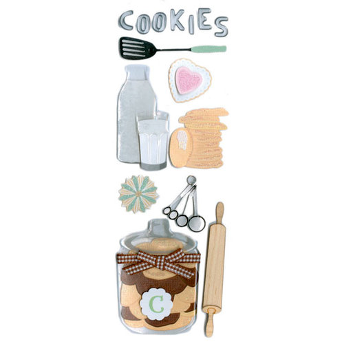 Martha Stewart Crafts - 3 Dimensional Glittered Stickers - Cookie Baking
