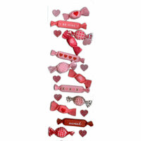 Martha Stewart Crafts - Valentine - 3 Dimensional Stickers - Wrapped Candy and Hearts