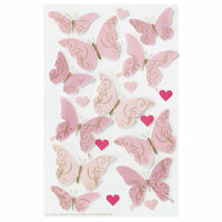 Martha Stewart Crafts - Valentine - Stickers with Epoxy and Foil Accents - Butterfly
