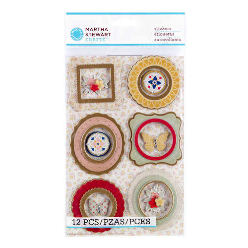 Martha Stewart Crafts - Vintage Collection - 3 Dimensional Stickers with Foil and Gem Accents - Heirloom Frame and Icon