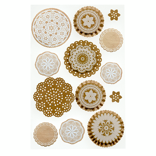 Martha Stewart Crafts - Country Doily Collection - 3 Dimensional Stickers - Wood Large Seals