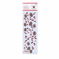 Martha Stewart Crafts - Christmas - 3 Dimensional Stickers with Glitter Accents - Berries and Pinecone