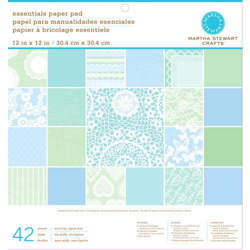 Martha Stewart Crafts - Doily Lace Collection - 12 x 12 Essentials Paper Pad