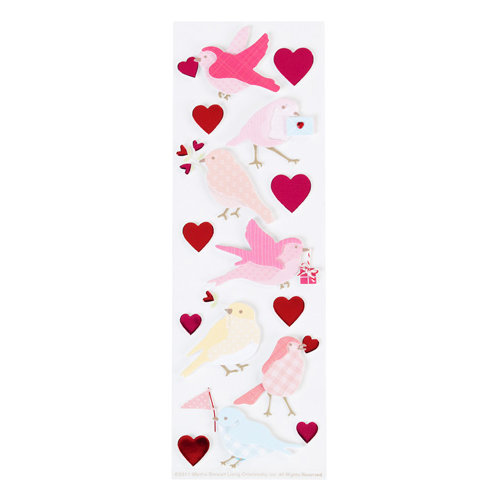 Martha Stewart Crafts - Valentine's Day Collection - Foam Stickers with Foil Accents - Enchanted Woodland - Bird