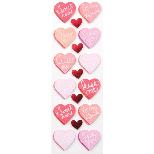 Martha Stewart Crafts - Valentine Collection - Layered Stickers with Foil Accents - Candy Hearts