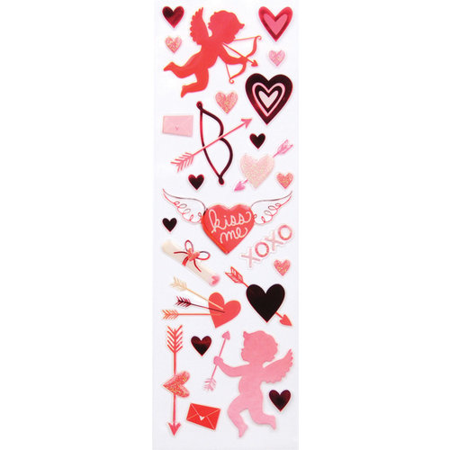 Martha Stewart Crafts - Valentine Collection - Epoxy Stickers with Glitter Accents - Cupid