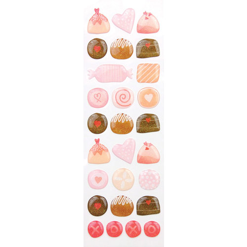 Martha Stewart Crafts - Valentine Collection - Epoxy Stickers with Glitter Accents - Bon Bon