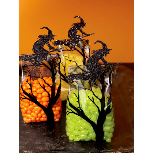 Martha Stewart Crafts - Halloween - Cellophane Treat Bags - Glittered Witch