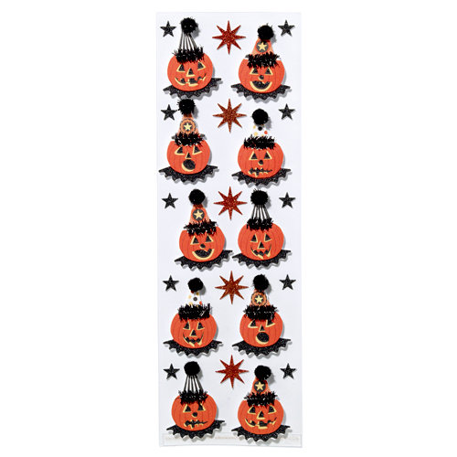 Martha Stewart Crafts - Halloween Collection - Layered Stickers with Glitter Accents - Carnival Pumpkin