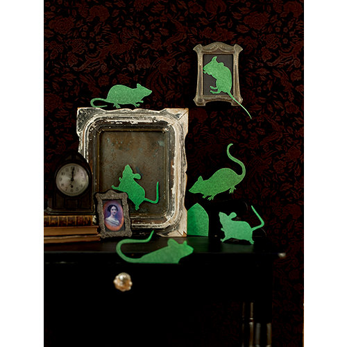 Martha Stewart Crafts - Animal Masquerade Collection - Halloween - Glow in the Dark Mouse Silhouettes
