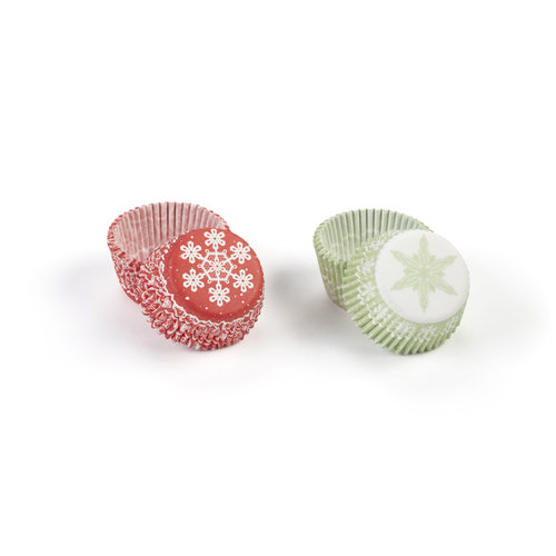 Martha Stewart Crafts - Snowflace Collection - Christmas - Mini Cupcake Treat Wrappers