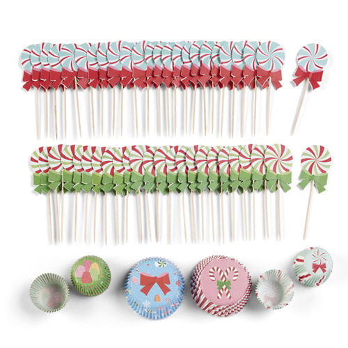 Martha Stewart Crafts - Wonderland Collection - Christmas - Cupcake Wrappers and Food Picks Kit