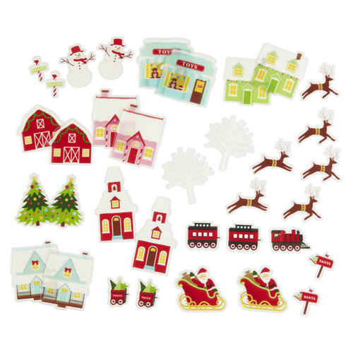 Martha Stewart Crafts - Wonderland Collection - Christmas - Self Adhesive Die Cuts with Glitter Accents