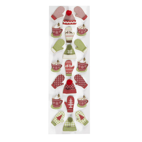 Martha Stewart Crafts - Cottage Christmas Collection - 3 Dimensional Stickers - Hat and Mitten