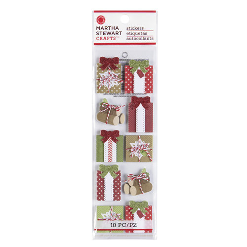 Martha Stewart Crafts - Cottage Christmas Collection - 3 Dimensional Stickers with Glitter Accents - Gift